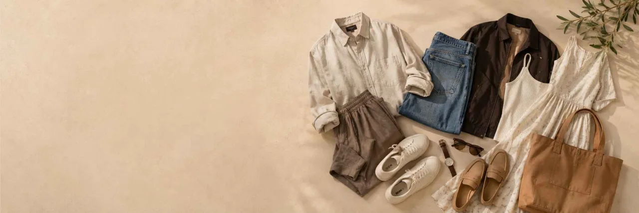 Wardrobe essentials neatly arranged