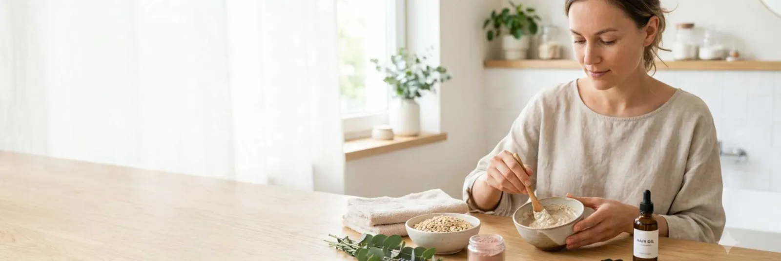 Simple DIY beauty care ingredients for skin, hair, and body care