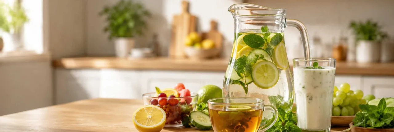 Healthy homemade drinks for everyday hydration with fruit, herbs, and infused water