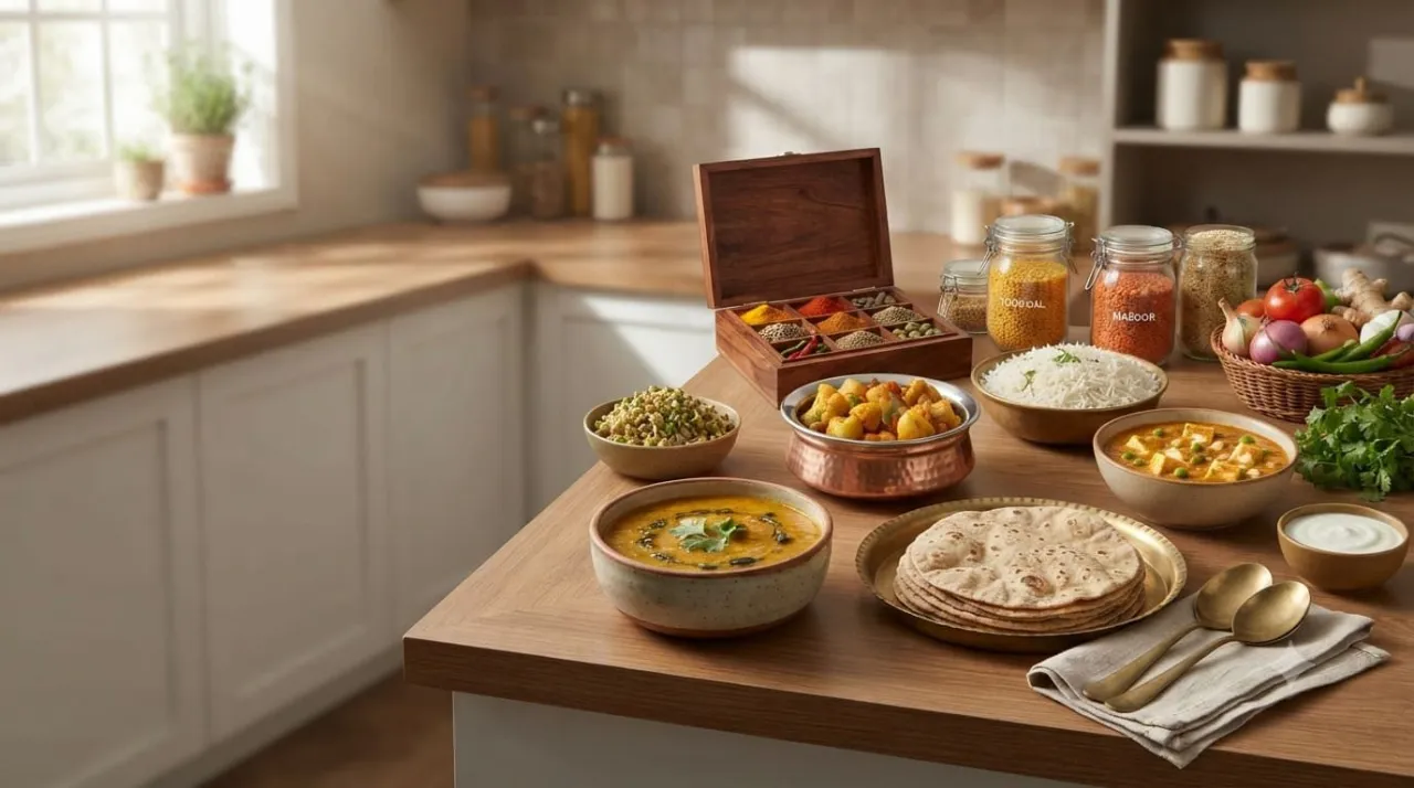 Weekly Indian meal plan with breakfast, lunch, dinner, and snack ideas