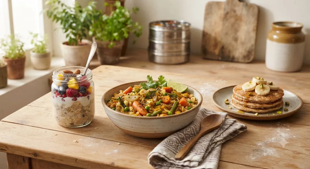 Healthy oat recipes including oatmeal bowls, overnight oats, savory oat meals, and snacks